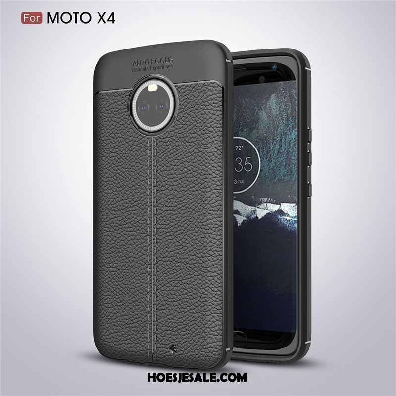 Moto X4 Hoesje Mobiele Telefoon Zacht Grijs Leer Bescherming Goedkoop