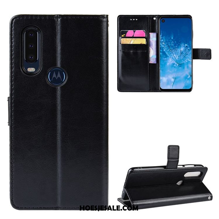 Motorola One Action Hoesje Clamshell Rood Bescherming Magneet Sluit Leren Etui Korting