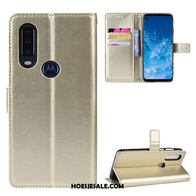 Motorola One Action Hoesje Clamshell Rood Bescherming Magneet Sluit Leren Etui Korting