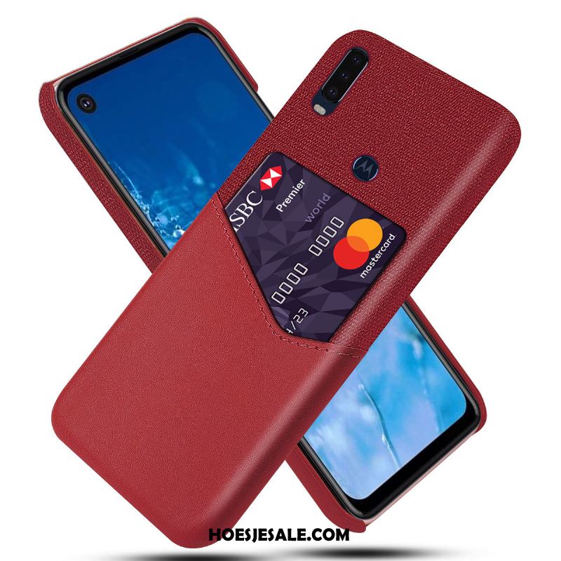 Motorola One Action Hoesje Hoes Achterklep Tas Rood Mobiele Telefoon Goedkoop