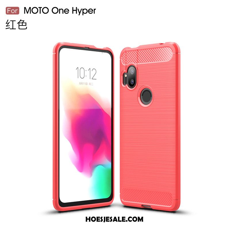 Motorola One Hyper Hoesje Bedrijf Rood Zacht Antislip Zijde Online