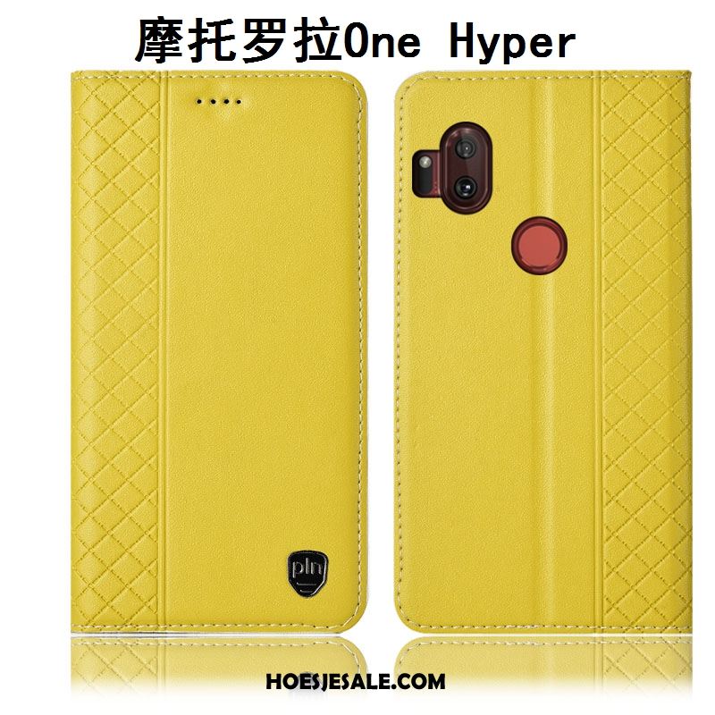 Motorola One Hyper Hoesje Hoes Leren Etui Anti-fall Geel Mobiele Telefoon Sale