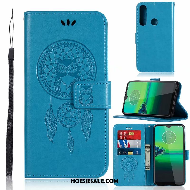 Motorola One Macro Hoesje Bescherming Leren Etui Kaart Hoes Grijs Online