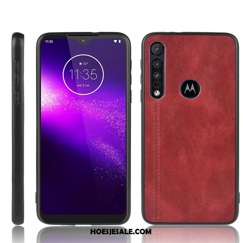 Motorola One Macro Hoesje Rood Koe Hard Hoes Patroon Korting