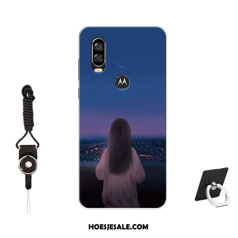 Motorola One Vision Hoesje Blauw Hoes Antislip Tempereren Siliconen Kopen