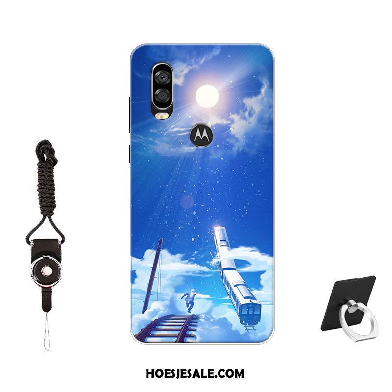 Motorola One Vision Hoesje Blauw Hoes Antislip Tempereren Siliconen Kopen