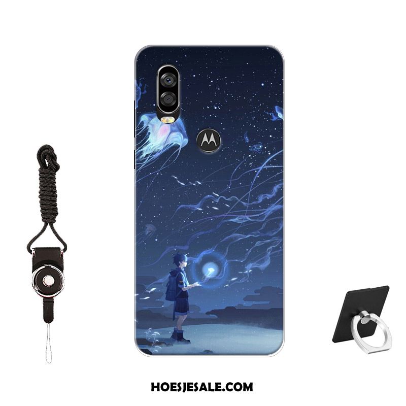 Motorola One Vision Hoesje Blauw Hoes Antislip Tempereren Siliconen Kopen