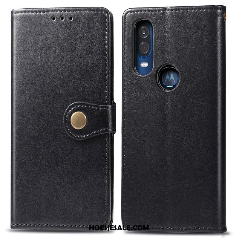 Motorola One Vision Hoesje Folio Eenvoudige Mobiele Telefoon Rood Bescherming Online