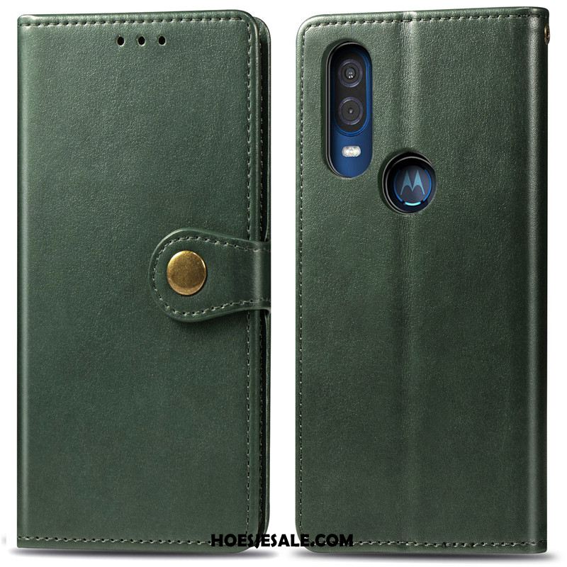 Motorola One Vision Hoesje Folio Eenvoudige Mobiele Telefoon Rood Bescherming Online