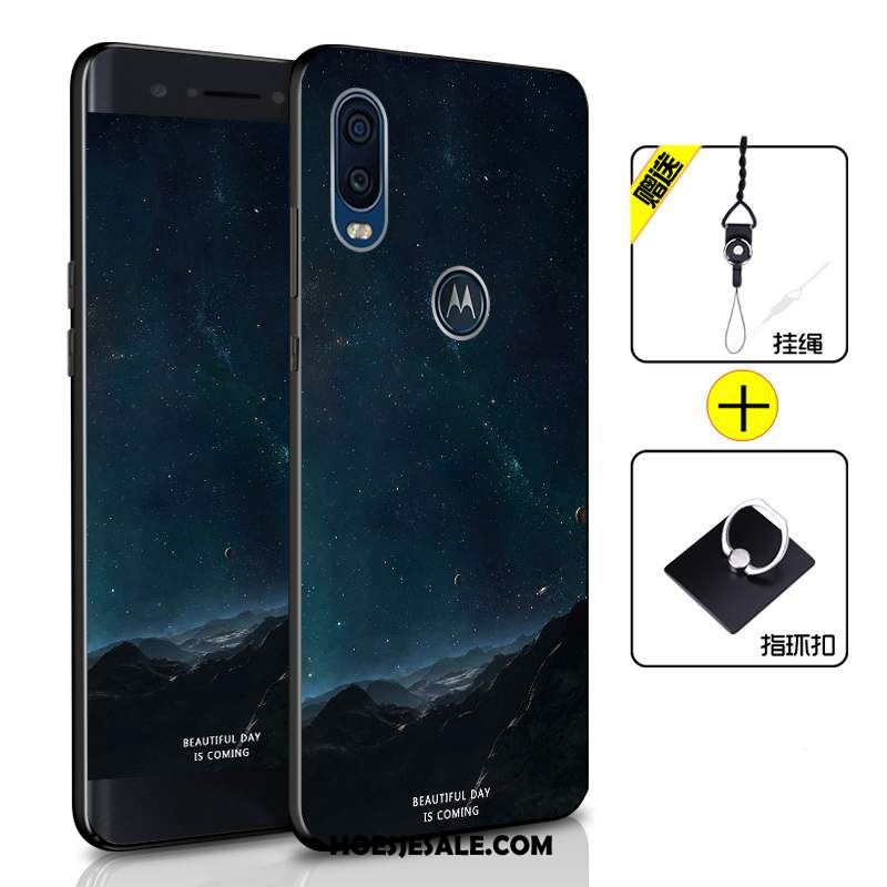 Motorola One Vision Hoesje Mobiele Telefoon Anti-fall Siliconen Groen Zacht Winkel