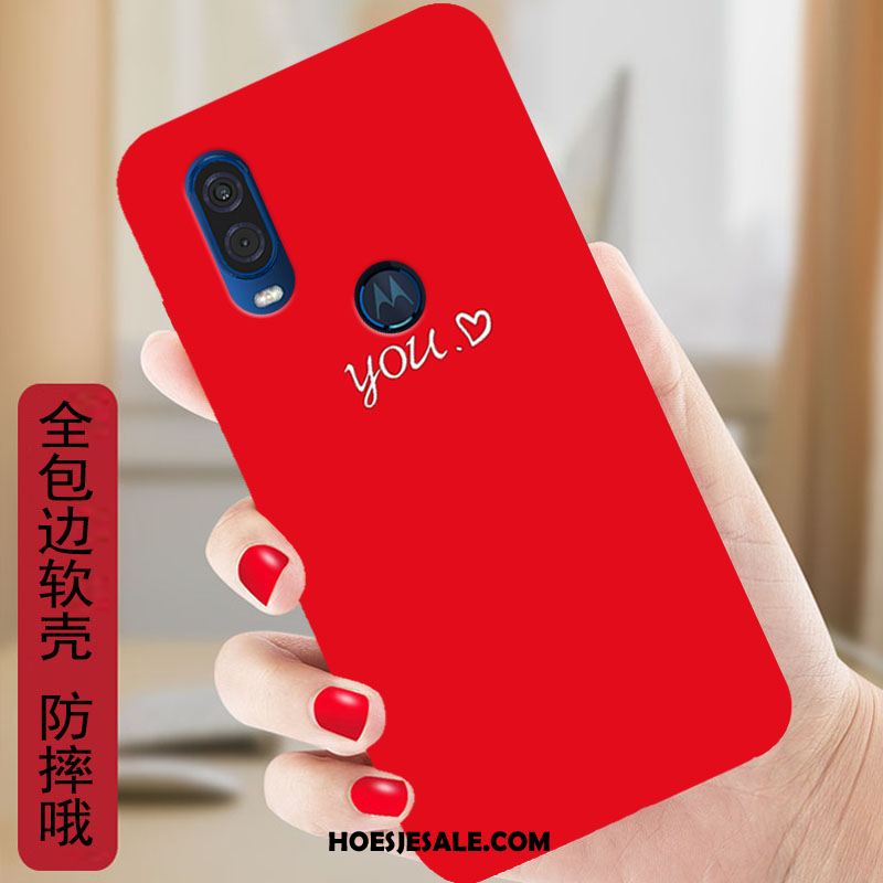 Motorola One Vision Hoesje Zacht Rood Hoes Bescherming Mobiele Telefoon Goedkoop