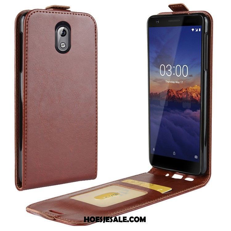 Nokia 3.1 Hoesje Folio Bescherming Leren Etui Rood Hoes Aanbiedingen