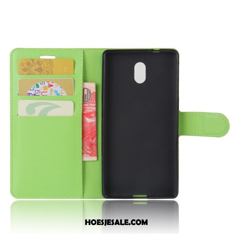 Nokia 3 Hoesje Zwart Leren Etui Portemonnee Folio Bescherming Goedkoop