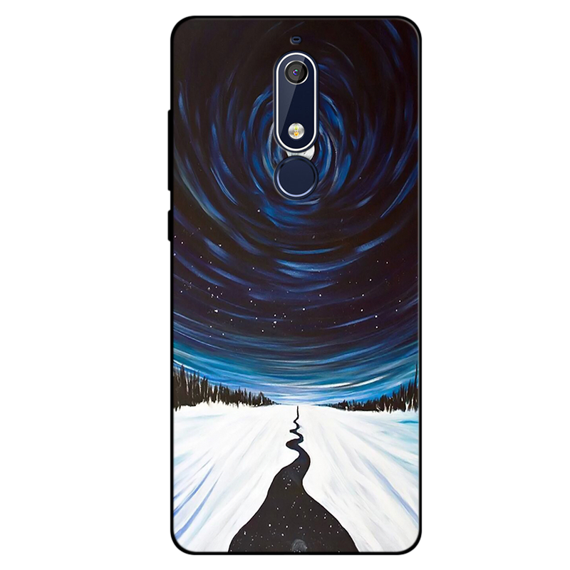 Nokia 5.1 Hoesje Blauw Spotprent Siliconen All Inclusive Zwart Sale