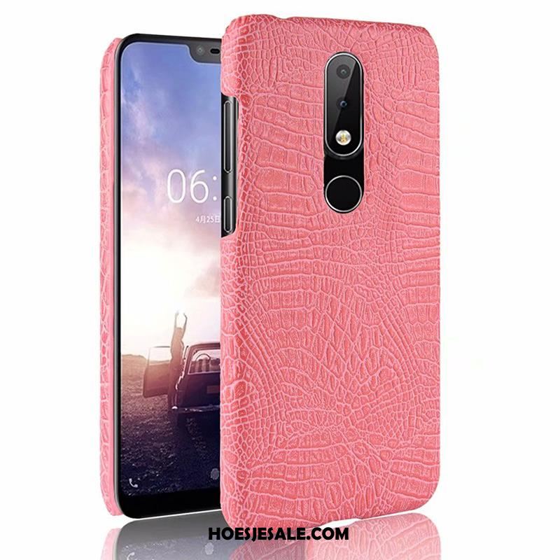 Nokia 5.1 Plus Hoesje Bescherming Leren Etui Mobiele Telefoon Leer Krokodillenleer