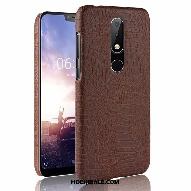 Nokia 5.1 Plus Hoesje Bescherming Leren Etui Mobiele Telefoon Leer Krokodillenleer