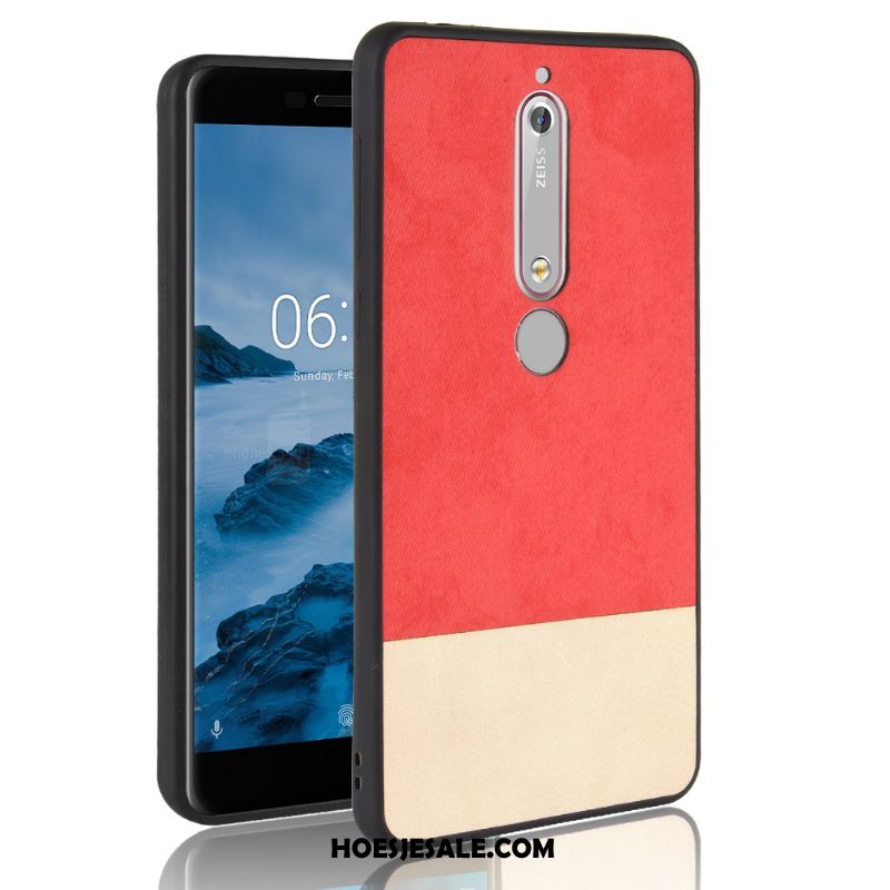 Nokia 6.1 Hoesje Rood Denim Hoes All Inclusive Mobiele Telefoon Sale