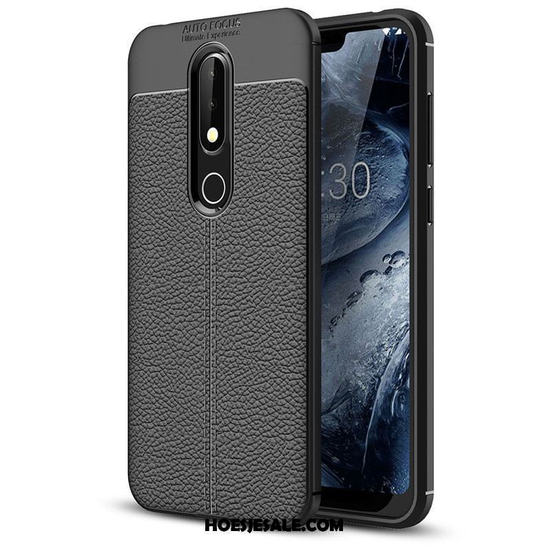 Nokia 6.1 Hoesje Zacht Mode All Inclusive Leer Zwart Sale