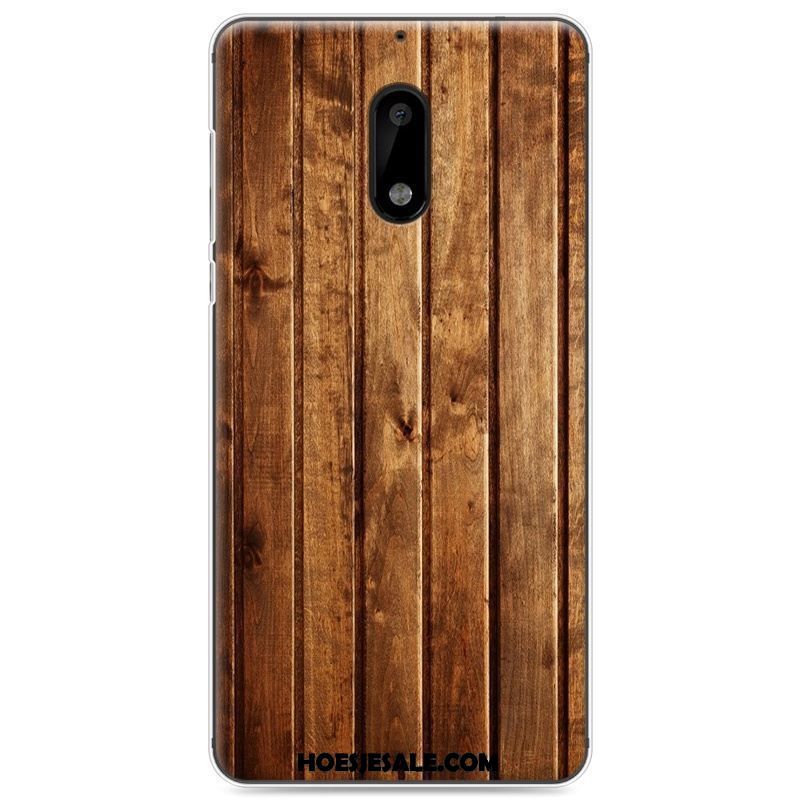 Nokia 6 Hoesje Geschilderd Hout Siliconen Hoes Vintage Korting