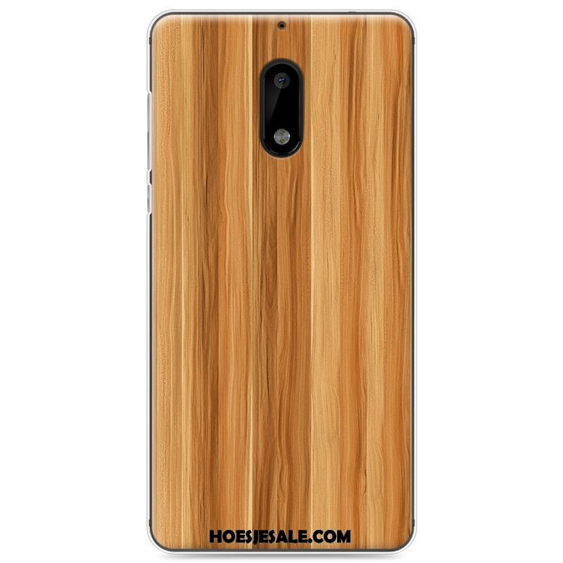 Nokia 6 Hoesje Geschilderd Hout Siliconen Hoes Vintage Korting