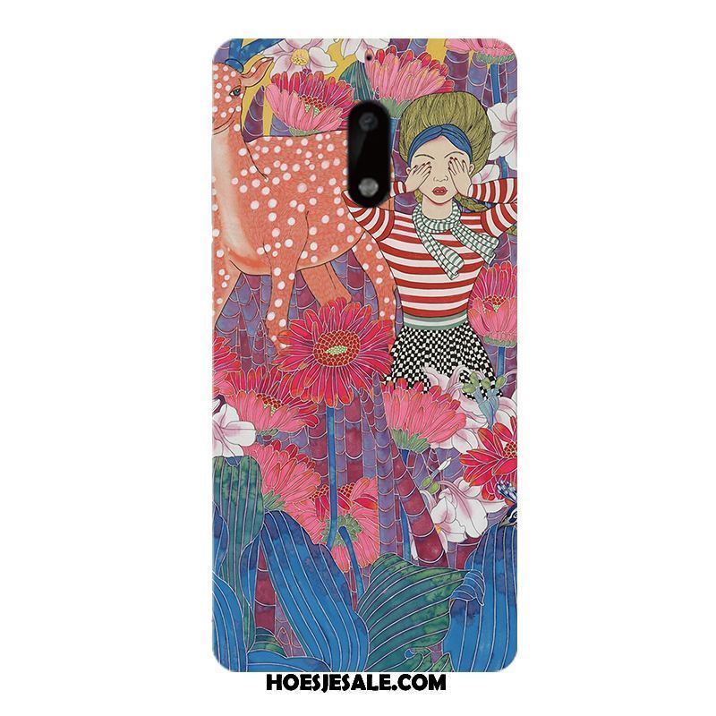 Nokia 6 Hoesje Hoes Bloemen All Inclusive Rood Hard Online