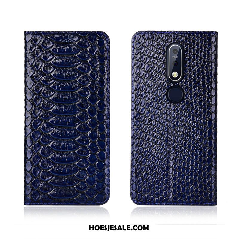 Nokia 7.1 Hoesje All Inclusive Blauw Leren Etui Bescherming Hoes Goedkoop