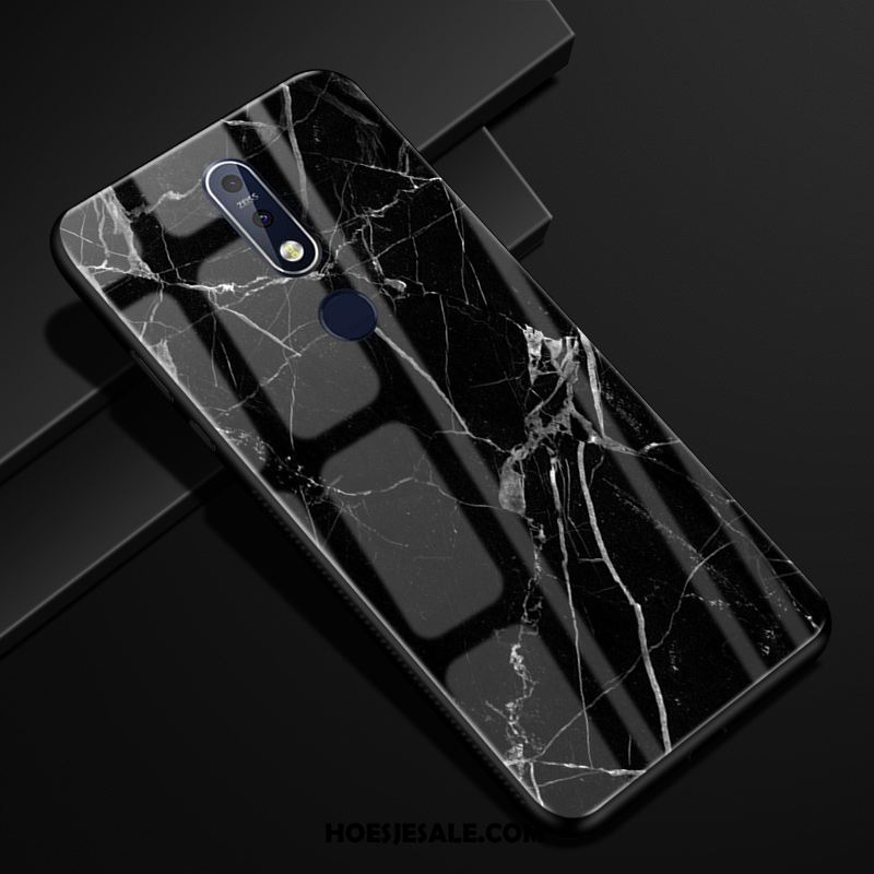 Nokia 7.1 Hoesje Glas Tempereren Skärmskydd Purper Houtnerf Goedkoop