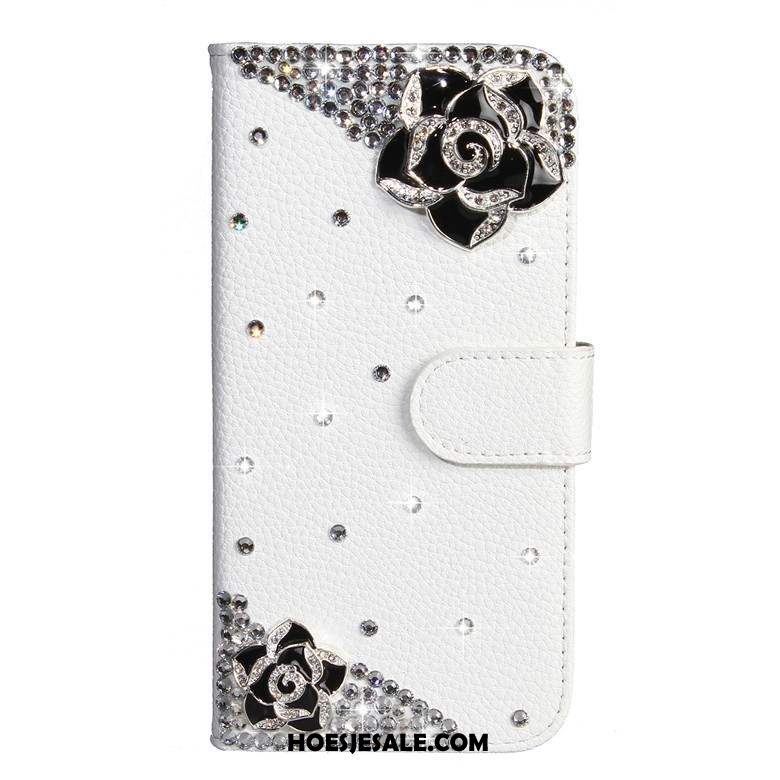 Nokia 7.1 Hoesje Hoes Bescherming Wit Leren Etui Strass Winkel