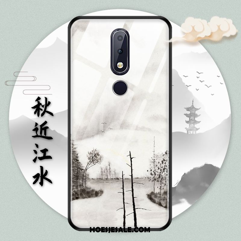 Nokia 7.1 Hoesje Landschap Hoes Bescherming Chinese Stijl Glas