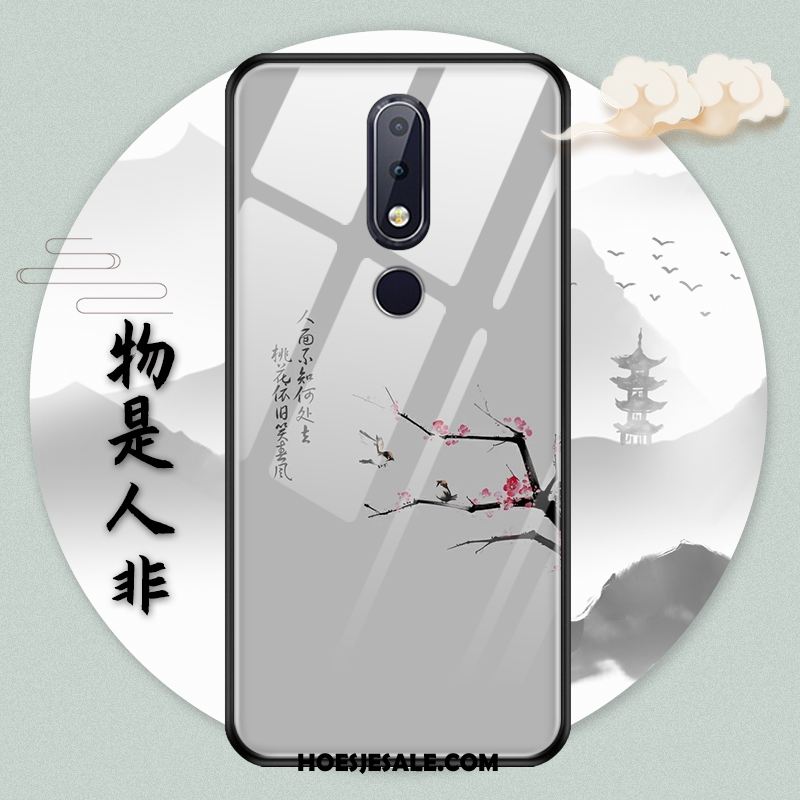 Nokia 7.1 Hoesje Landschap Hoes Bescherming Chinese Stijl Glas