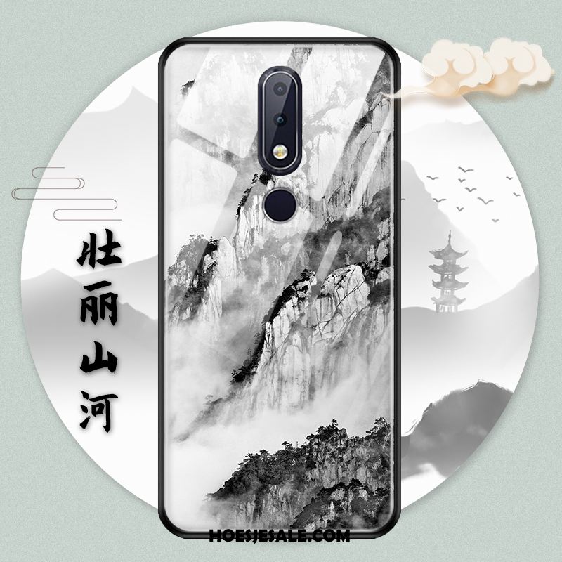 Nokia 7.1 Hoesje Landschap Hoes Bescherming Chinese Stijl Glas