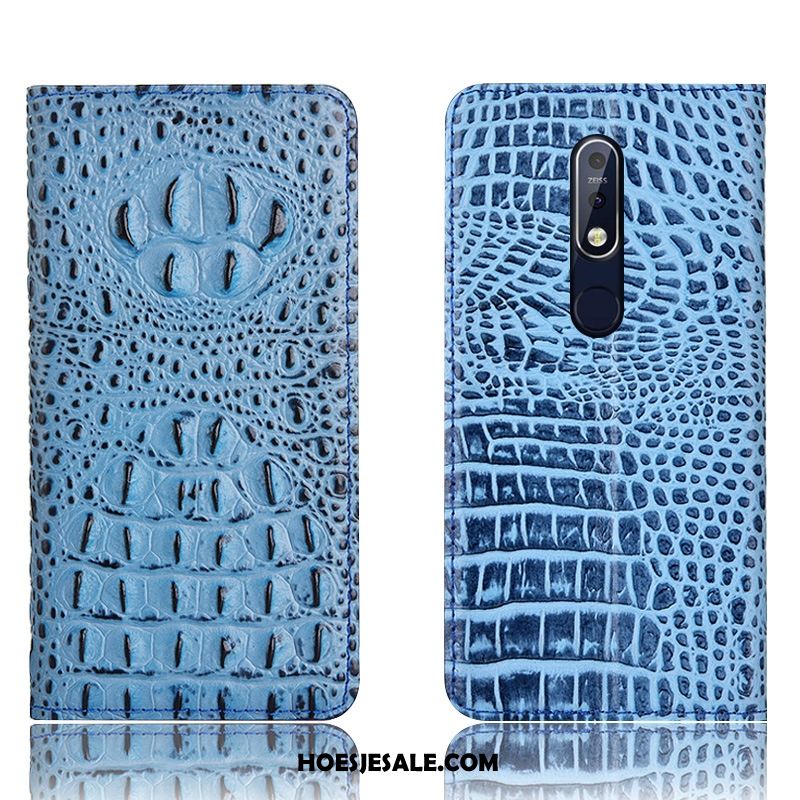 Nokia 7.1 Hoesje Leren Etui Hoes All Inclusive Folio Krokodil Korting