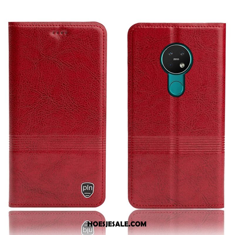 Nokia 7.2 Hoesje Folio Mobiele Telefoon Anti-fall Rood Leren Etui Online