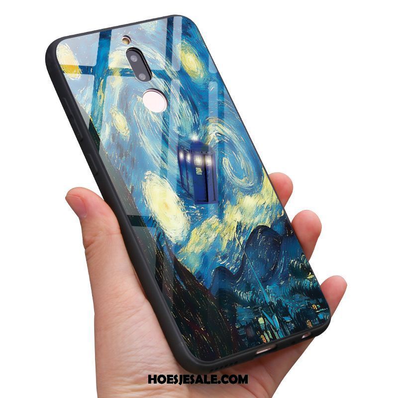 Nokia 7 Hoesje Mobiele Telefoon Gehard Glas Olieverfschilderij Hoge Blauw Sale