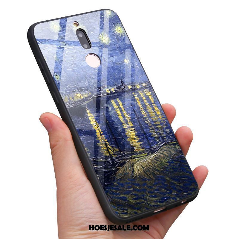 Nokia 7 Hoesje Mobiele Telefoon Gehard Glas Olieverfschilderij Hoge Blauw Sale