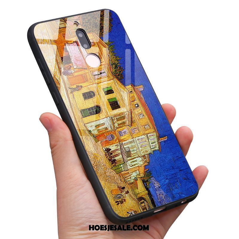 Nokia 7 Hoesje Mobiele Telefoon Gehard Glas Olieverfschilderij Hoge Blauw Sale