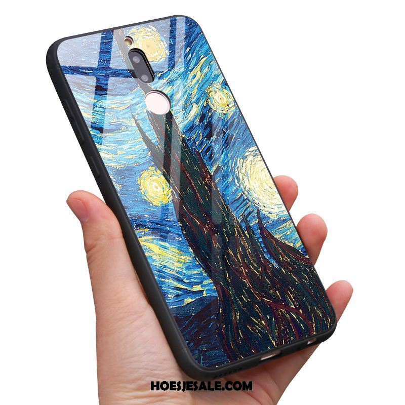 Nokia 7 Hoesje Mobiele Telefoon Gehard Glas Olieverfschilderij Hoge Blauw Sale