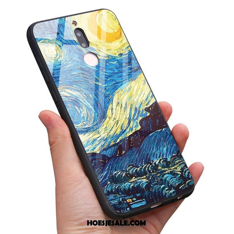 Nokia 7 Hoesje Mobiele Telefoon Gehard Glas Olieverfschilderij Hoge Blauw Sale