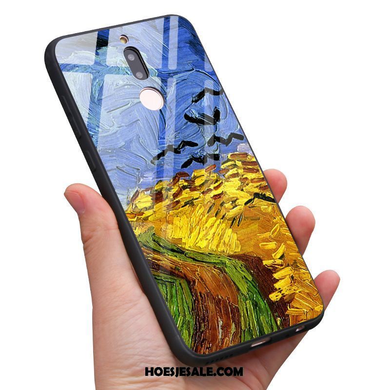 Nokia 7 Hoesje Mobiele Telefoon Gehard Glas Olieverfschilderij Hoge Blauw Sale