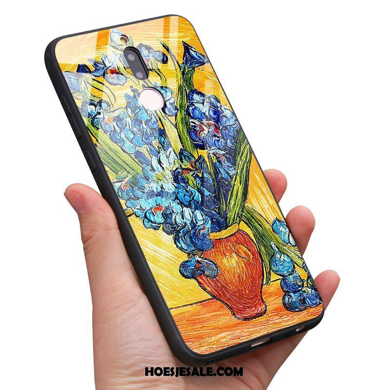 Nokia 7 Hoesje Mobiele Telefoon Gehard Glas Olieverfschilderij Hoge Blauw Sale