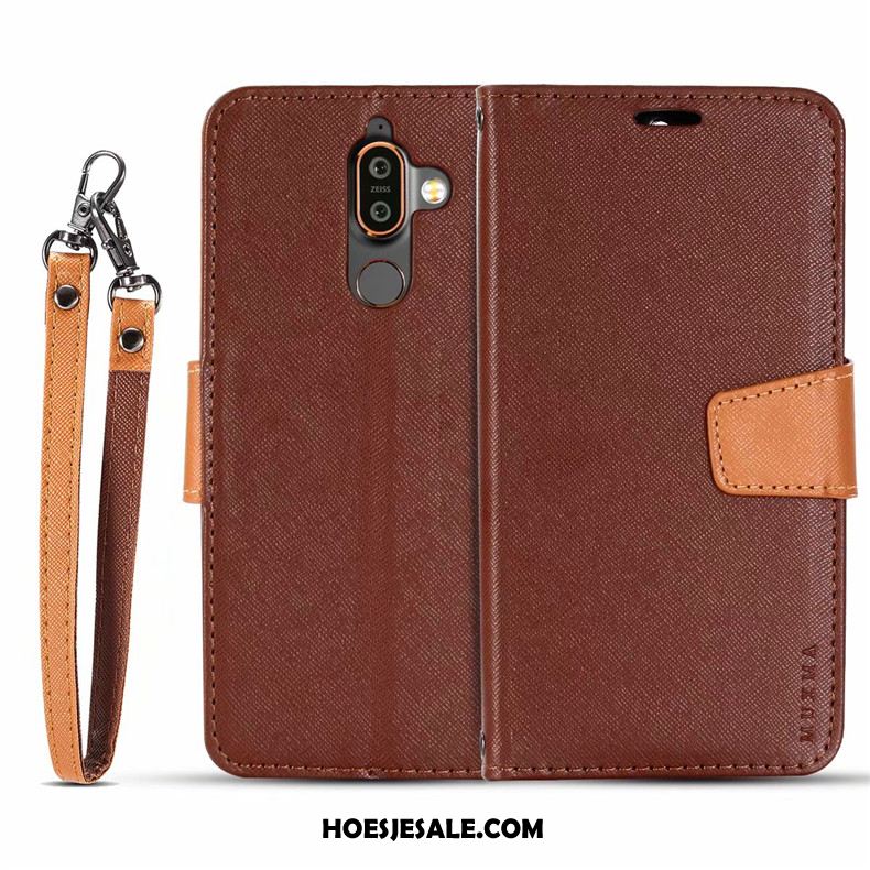 Nokia 7 Plus Hoesje Bescherming Clamshell Leren Etui Rood Mobiele Telefoon Goedkoop