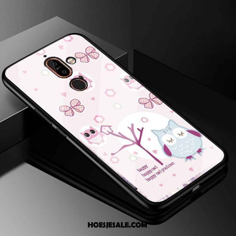 Nokia 7 Plus Hoesje Glas Eenvoudige Hoes Roze Mooie Kopen