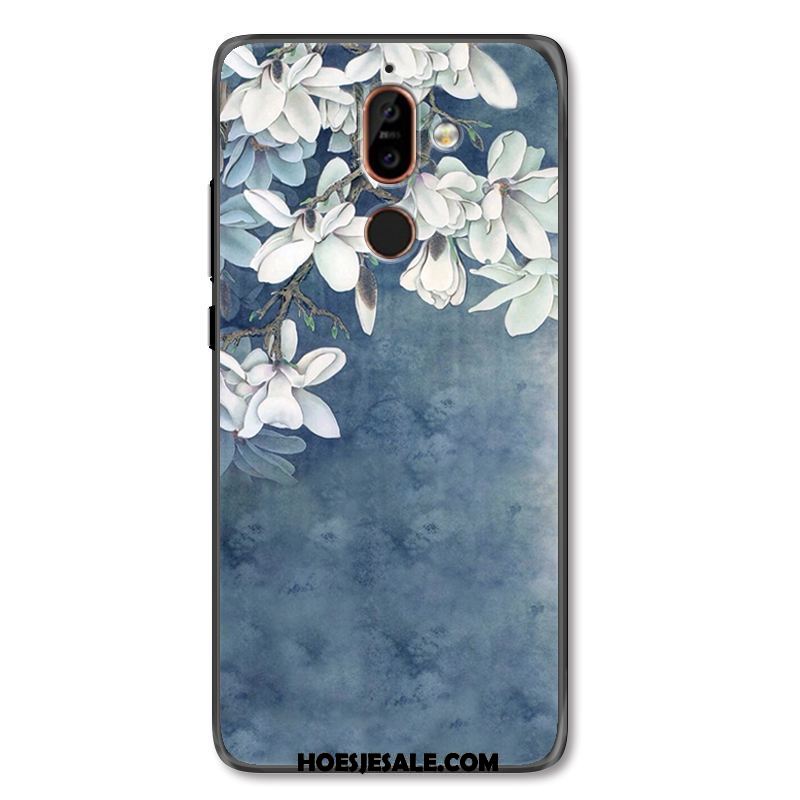 Nokia 7 Plus Hoesje Mini Eenvoudige Blauw Kunst Siliconen Goedkoop