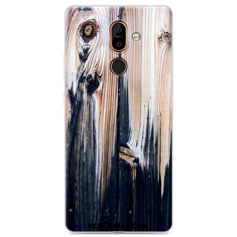 Nokia 7 Plus Hoesje Persoonlijk Hout Bescherming Blauw Scheppend Sale