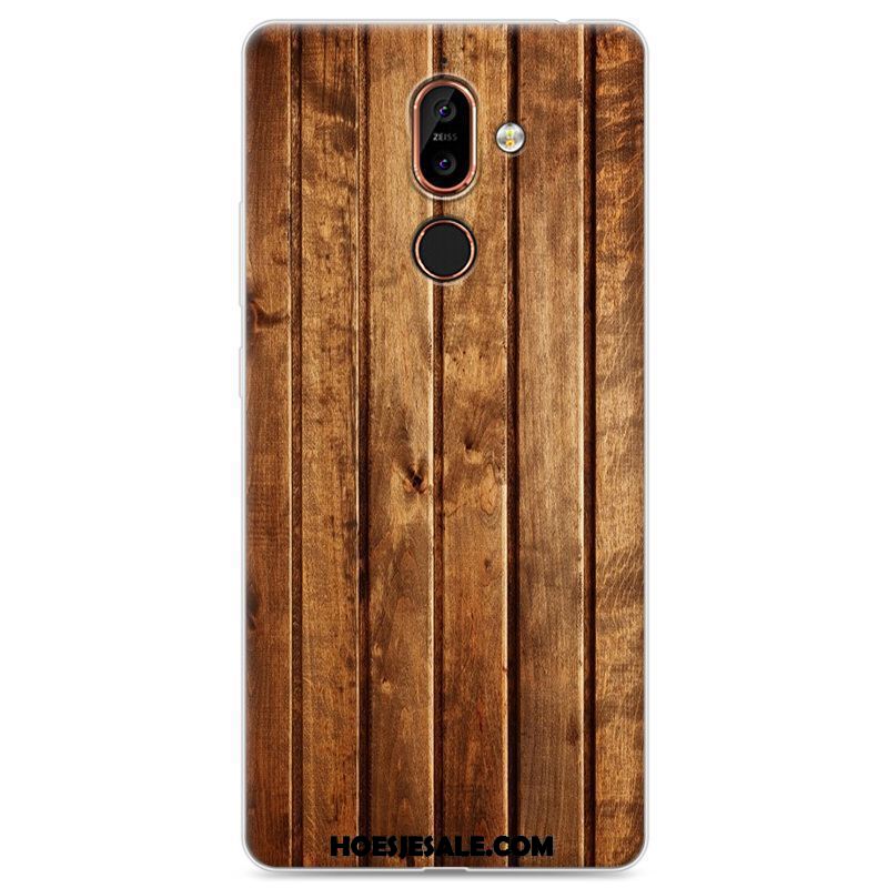 Nokia 7 Plus Hoesje Persoonlijk Hout Bescherming Blauw Scheppend Sale