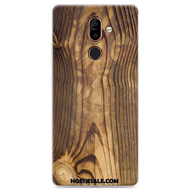 Nokia 7 Plus Hoesje Persoonlijk Hout Bescherming Blauw Scheppend Sale