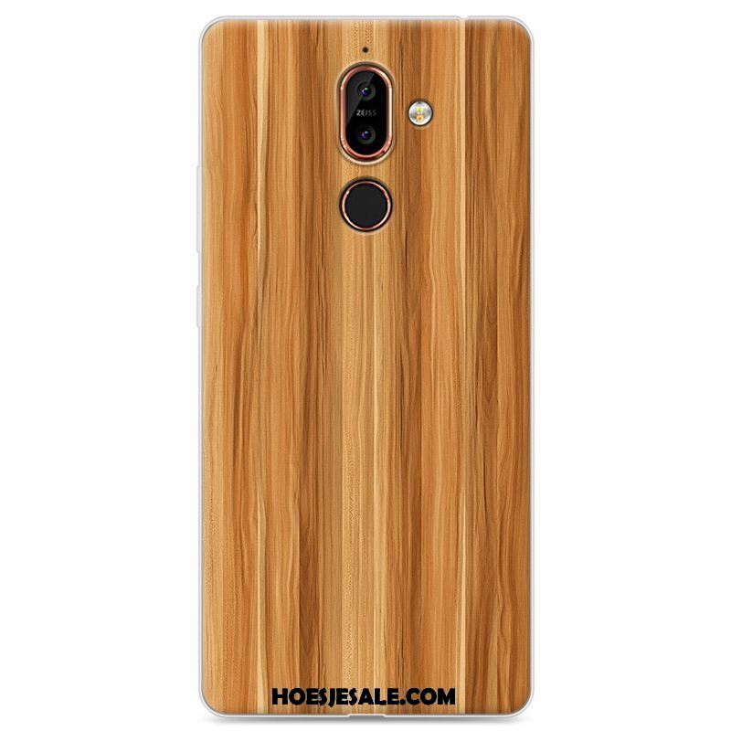 Nokia 7 Plus Hoesje Persoonlijk Hout Bescherming Blauw Scheppend Sale