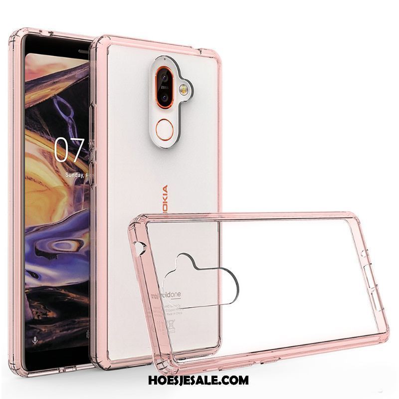 Nokia 7 Plus Hoesje Roze Omlijsting Bescherming Anti-fall Hoes Online