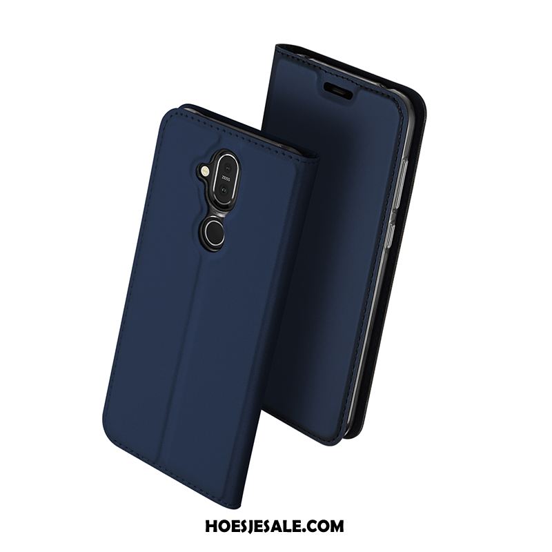 Nokia 8.1 Hoesje Kaart Leren Etui Rose Goud Folio Hoes Sale