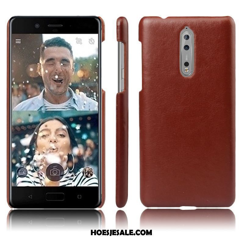 Nokia 8 Hoesje Leren Etui Kwaliteit Leer Vintage Bescherming Sale